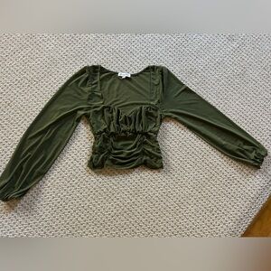 Emory Park Green Ruched Fitted Crop Top